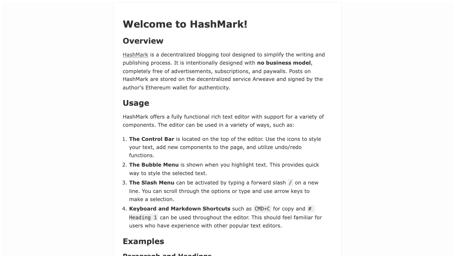 Hashmark Output