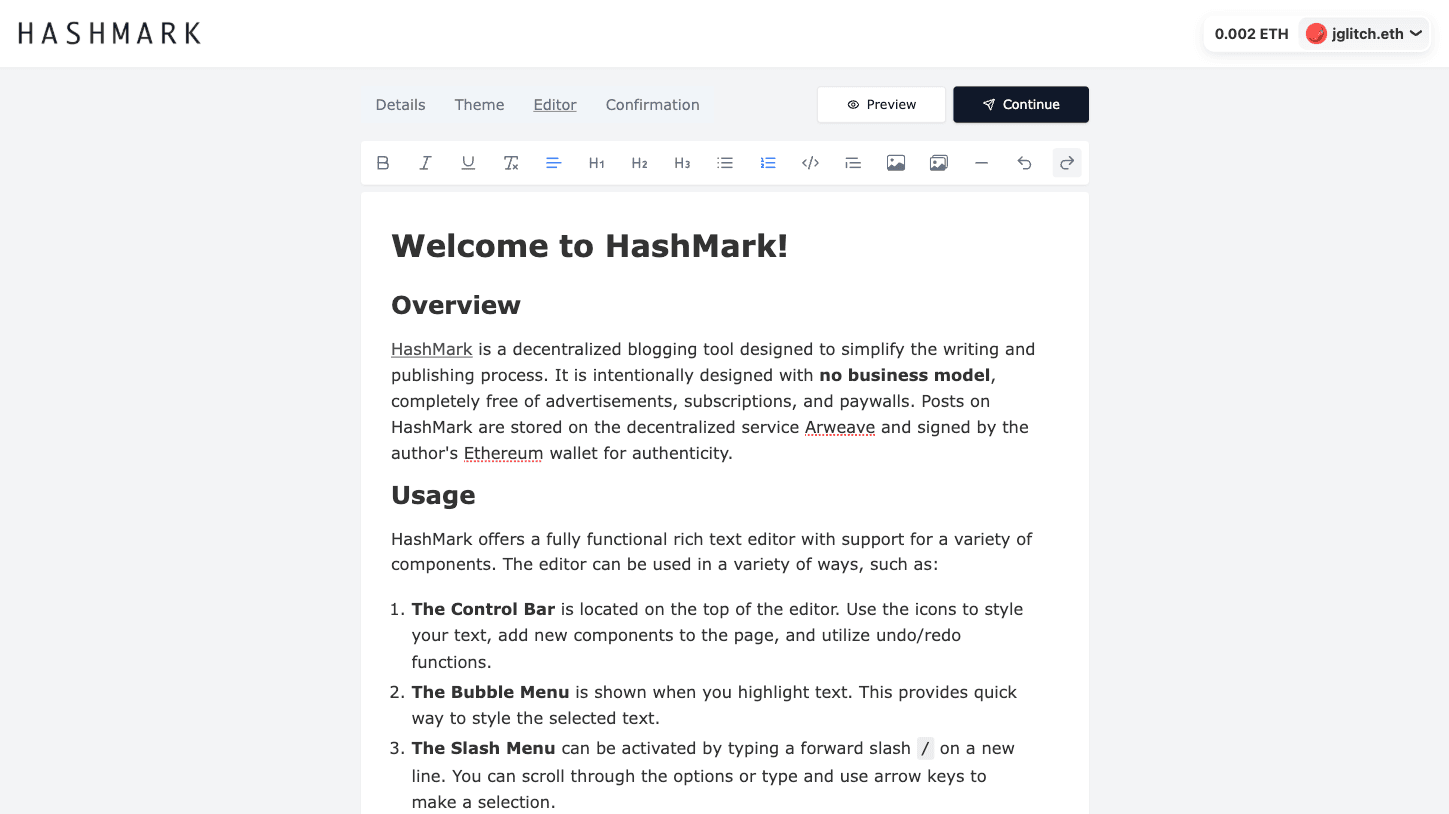 Hashmark Editor